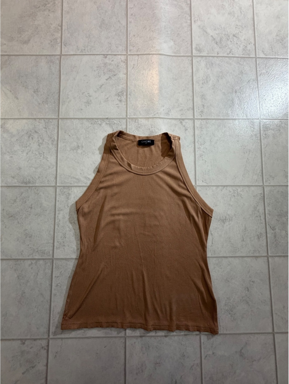 CHICME Tan Ribbed Tank Top Size XXL
